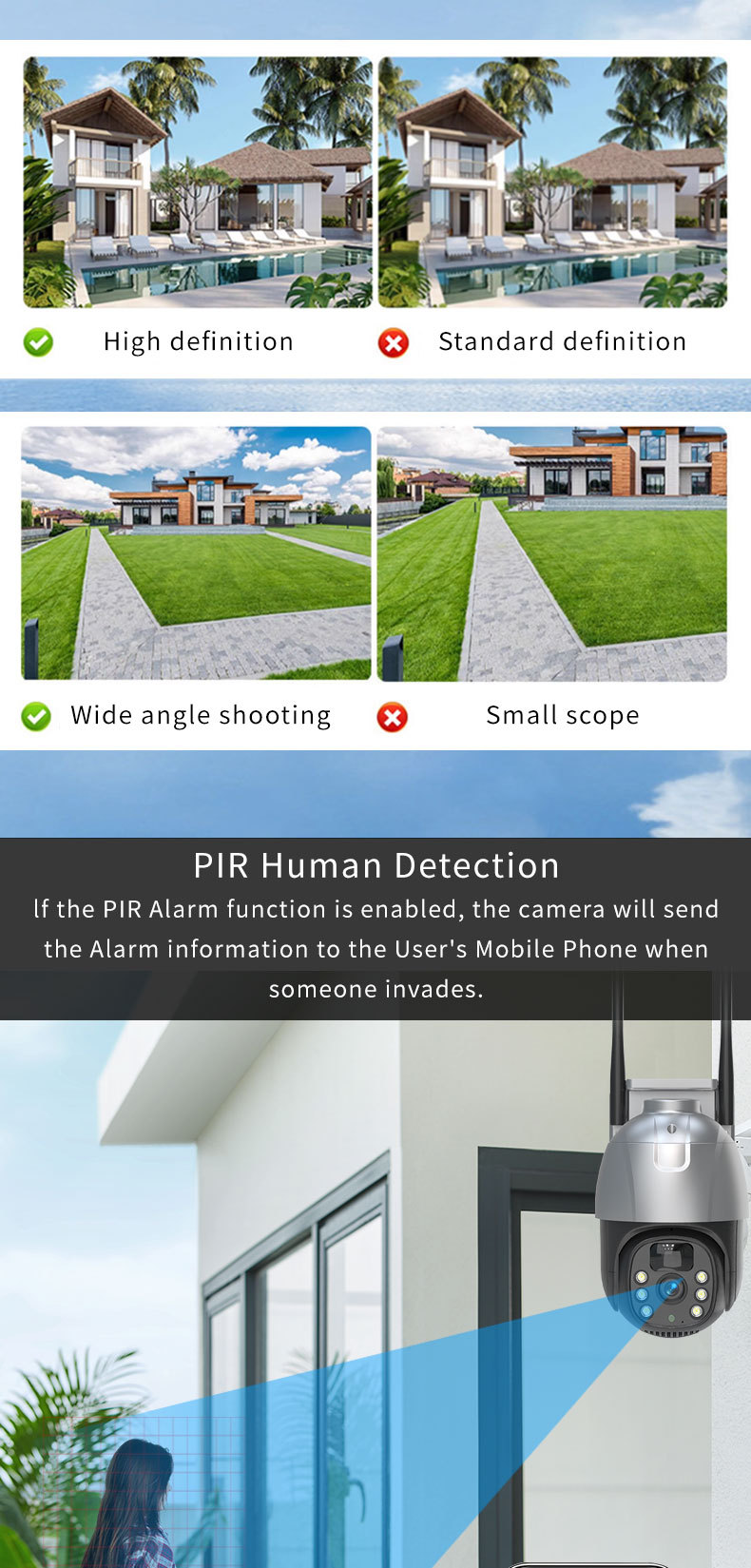 4G home solar camera, high-definition outdoor camera, network wifi wireless, low-power battery monitor pic 5