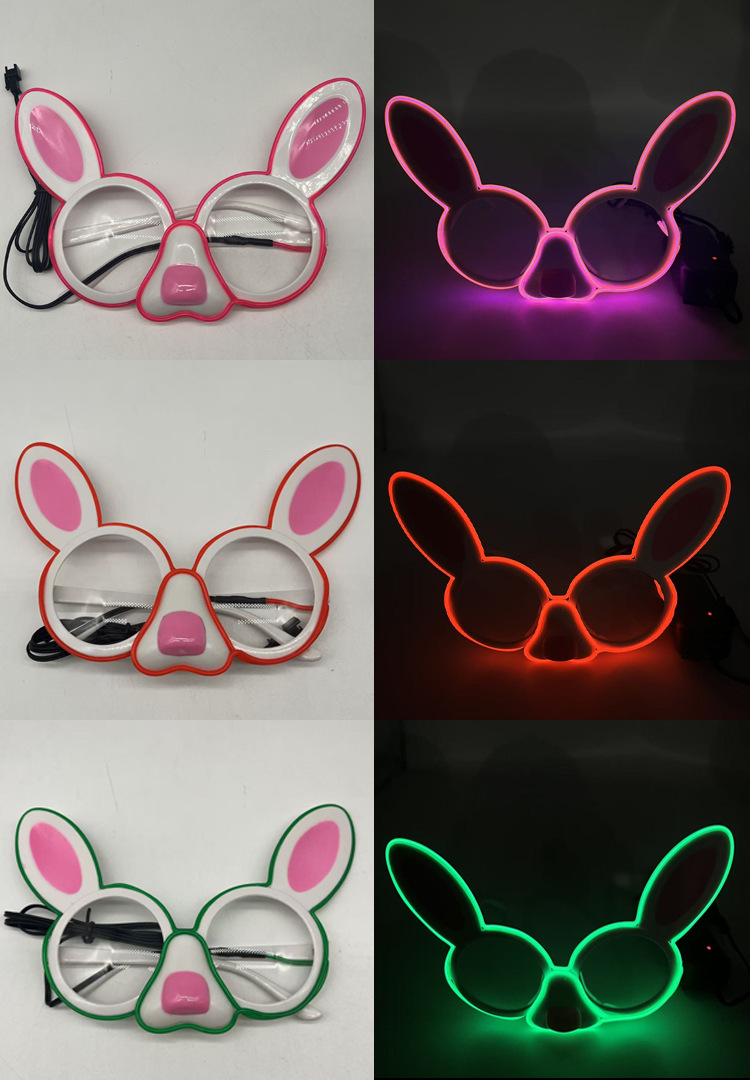 LED兔子发光EL兔耳朵发光眼镜 KTV电音节万圣节闪光气氛蹦迪排队狂欢舞台节目表演道具详情9