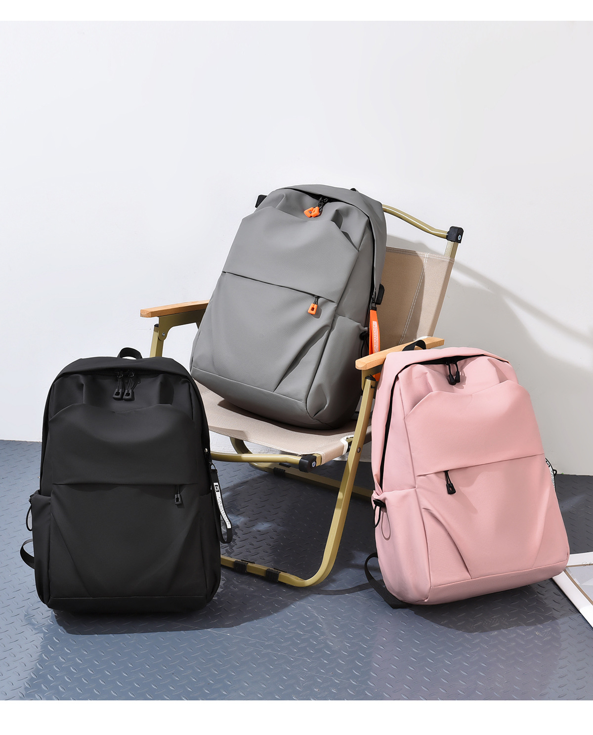 纯色休闲背包双肩包男女简约运动双肩背包通勤潮轻便旅行背包批发详情24