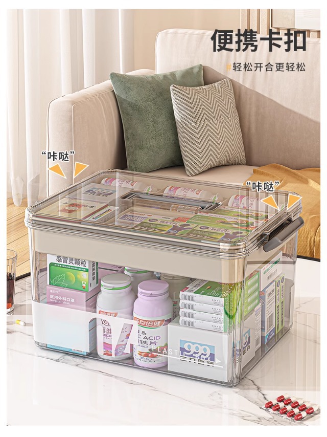多层药箱家庭装药品收纳盒医药箱家用透明大容量收纳箱大号药物盒详情18