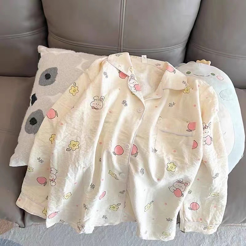 Spring new Cloud cotton Korean InS-style long-sleeved pajamas for girls, sweet and cartoonish, cute student home wear set pic 19