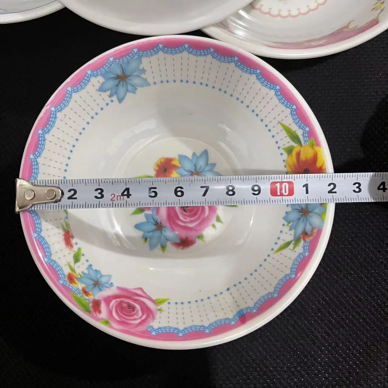 【 Zone 3-10 】9110 bowls, 12 per pack, 600 per box. 9110 one-yuan store tableware, melamine bowls, melamine bowls, white porcelain bowls with patterns, white rice bowls pic 1