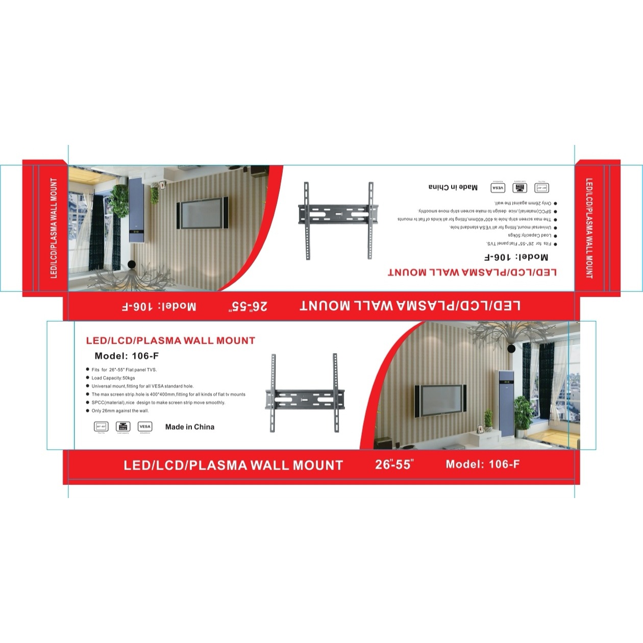 Factory wholesale 106 26-55 inch universal TV stand, telescopic wall-mounted integrated TV bracket pic 3