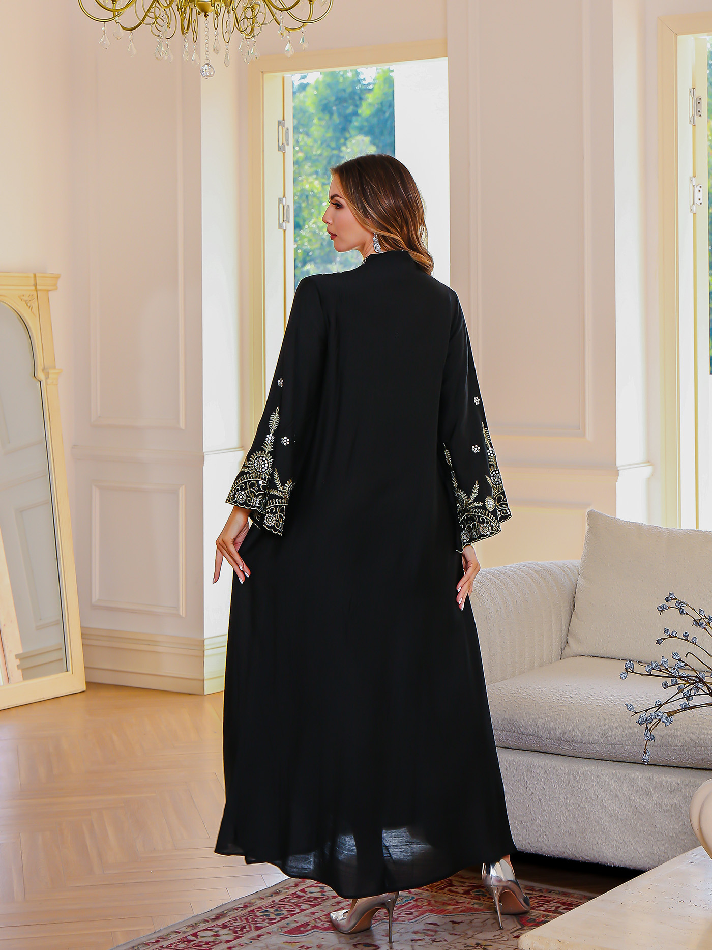 En stock europa y américa crossover musulmán mujer robe Medio Oriente dubai vestido abaya bordado robe grande vestido de noche pic 20
