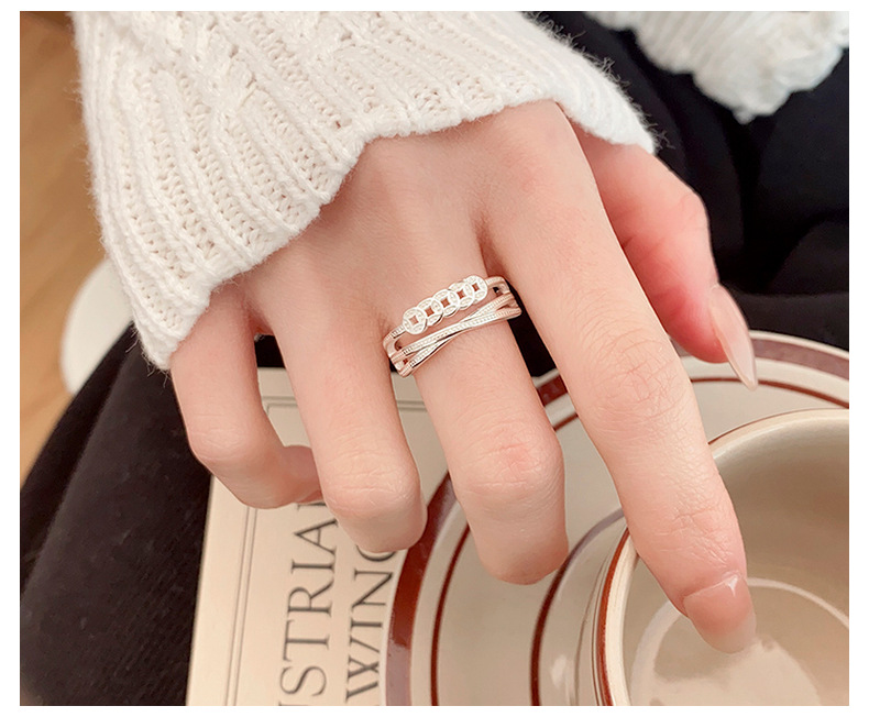 Yunchaoxuan S925 pure silver copper coin ring, retro and aged ethnic style multi-layer wound ring, direct sales from the manufacturer for index fingers pic 11