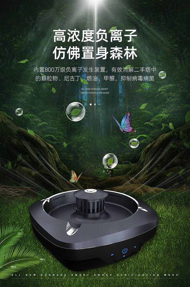 Pudun portable car ashtray purifier, intelligent negative ion ashtray desktop purification, deodorization and odor removal pic 6