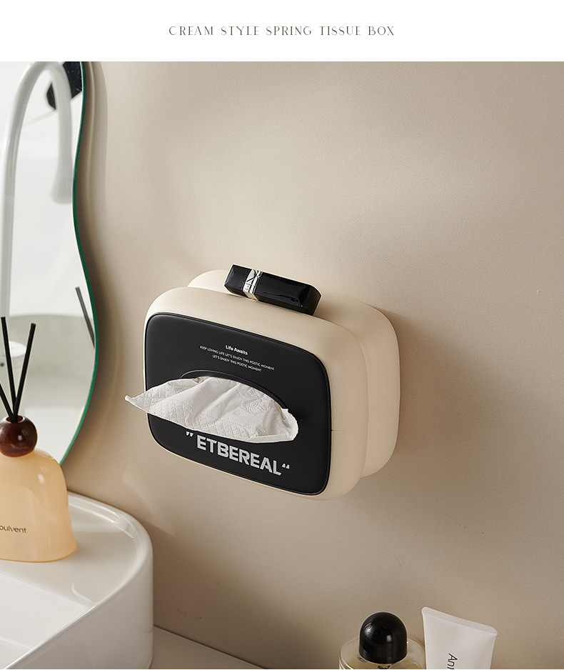 Dopamine tissue box wall-mounted for the living room, high-end and light luxury desktop tissue box, creative sausage-mouth napkin storage box pic 9