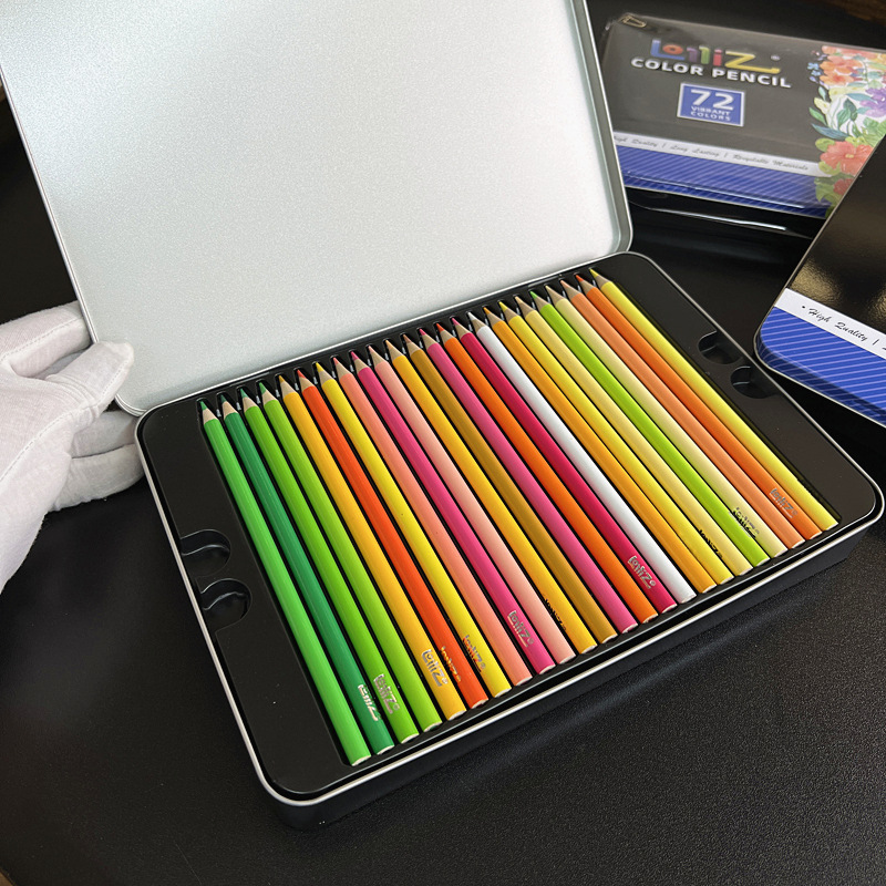 跨境外贸素描油性彩铅绘画美术彩色铅笔50/72色铁盒装画笔彩笔套详情10