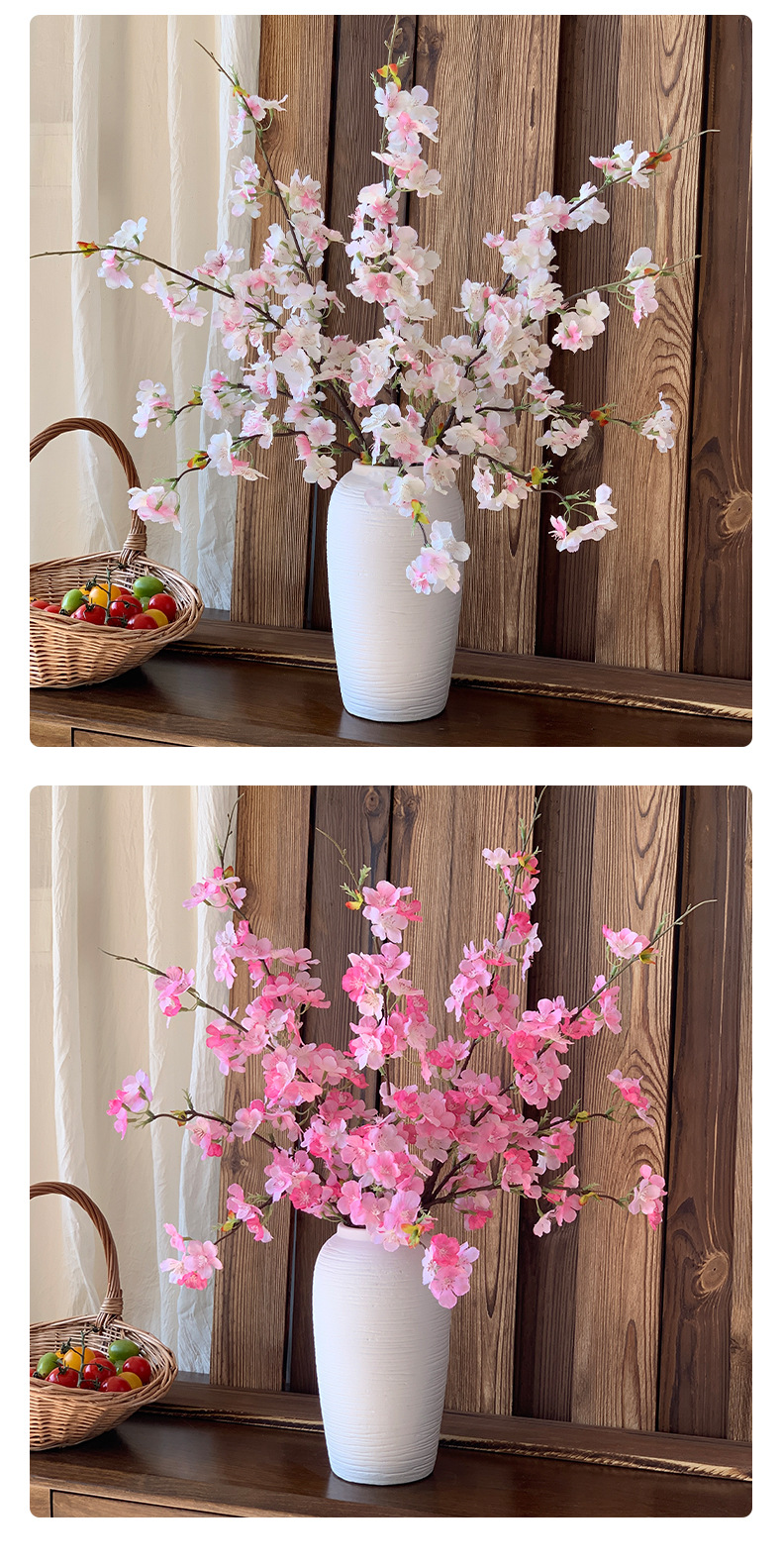 4叉樱花仿真花客厅假花插花塑料花婚庆布置装饰花艺摆设跨境热卖详情15