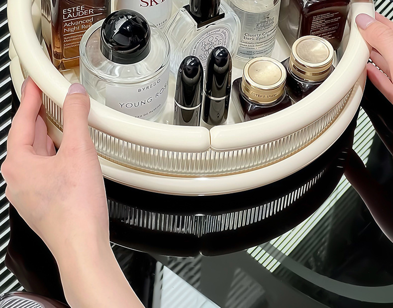 Rotating cosmetics storage box, table skin care product tray, shelf, lipstick, perfume, lotion, dressing table storage plate pic 16