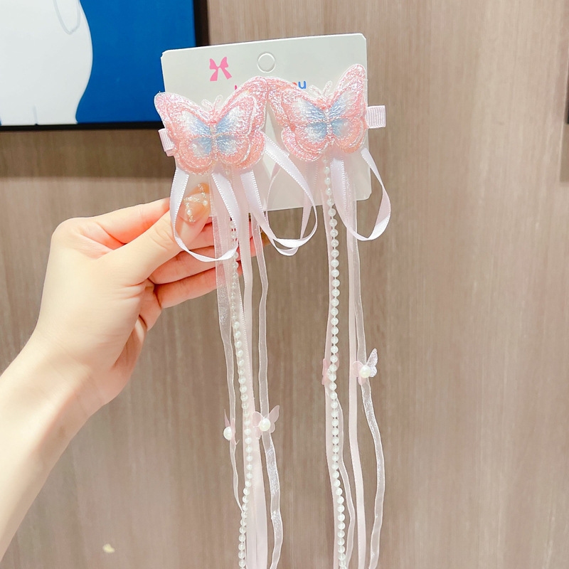 韩版小清新女童发夹双层刺绣蝴蝶结鸭嘴夹宝宝发卡少女古风对夹详情28