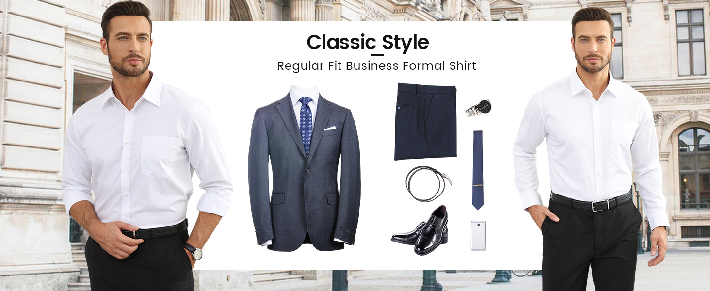 大码四面弹力衬衫男士长袖免烫工装商务休闲高级感白色衬衣外贸款详情4