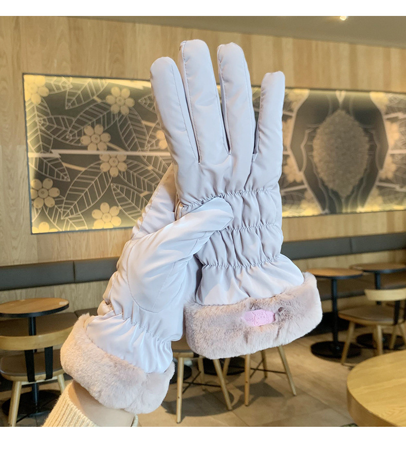 Ski gloves with touch screen, warm for women in winter, cute rabbit ears design, thickened butterfly style for outdoor cycling and driving pic 13