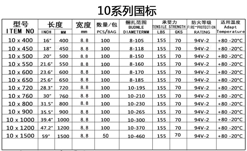 尼龙扎带大量批发100*3*150*250*4*200*5*300*8工业塑料扎带生产详情9