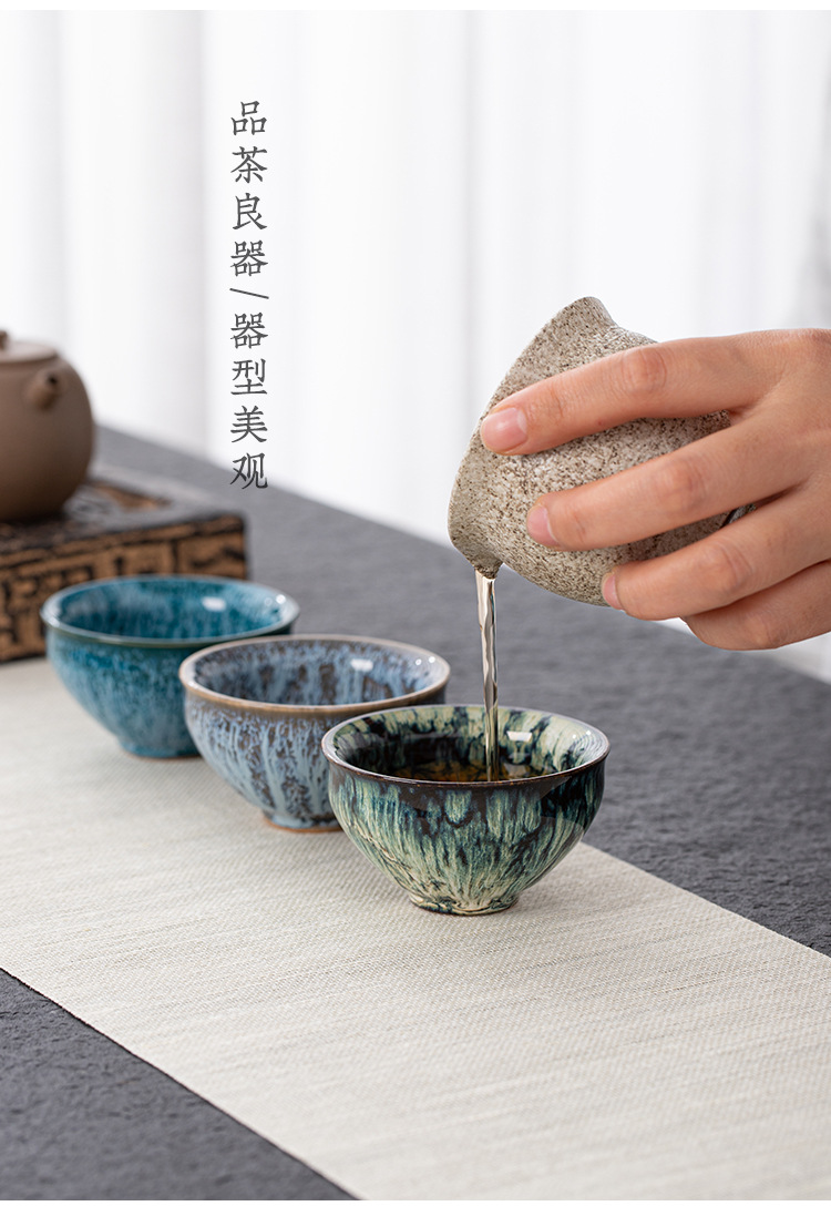 Kiln-transformed ceramic single-cup Jian ware, Tenmoku glaze tea cups, tea cups, creative personal master cups, large tea-tasting cups, and bamboo hat cups pic 19