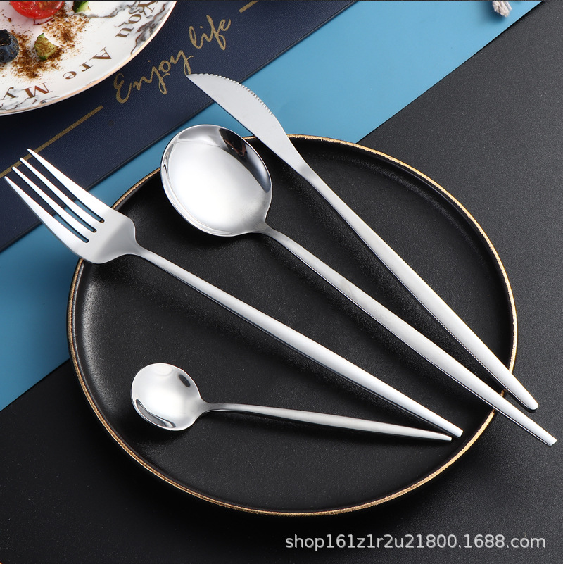 不锈钢勺子葡萄牙西餐具套装刀叉勺酒店餐厅西式牛排刀四件套跨境详情18