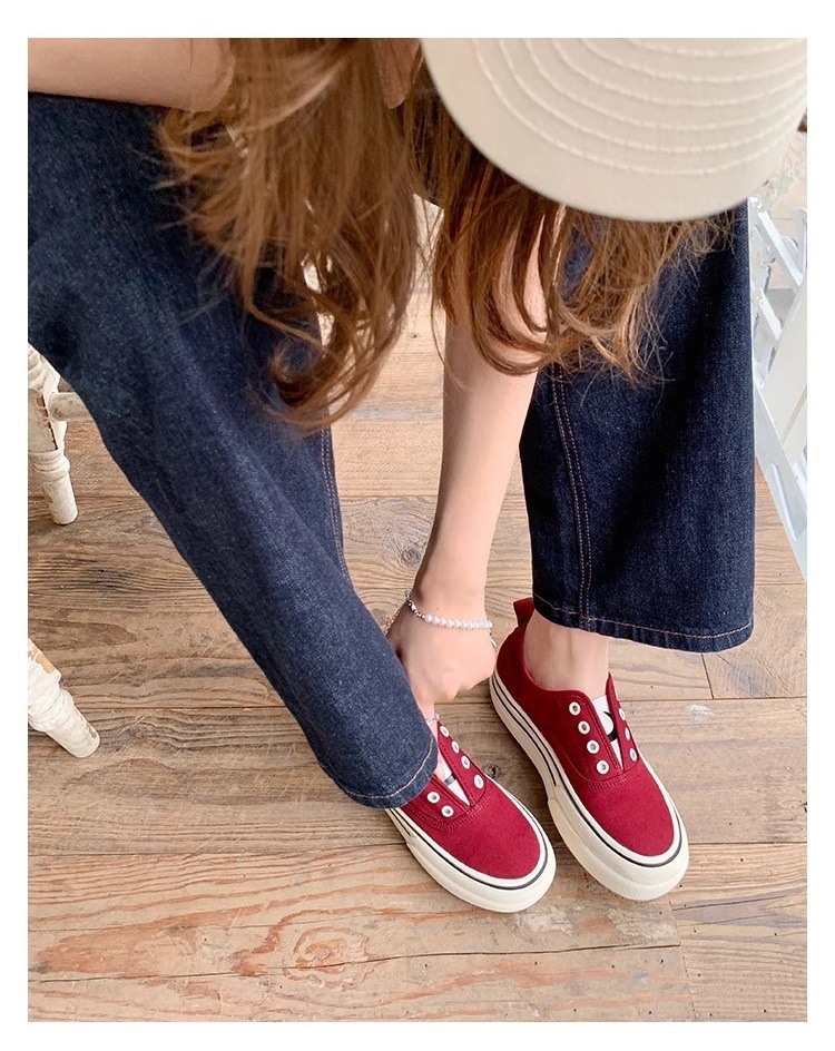 苏茵茵同款7cm厚底小白鞋帆布鞋女2025新款夏休闲鞋一脚蹬德训鞋详情6