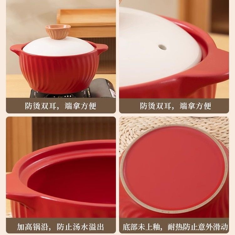 2025 New type of clay pot household gas open flame stew pot ceramic high-temperature resistant dry-burning without cracking 煲仔饭 soup pot for making soup pic 10