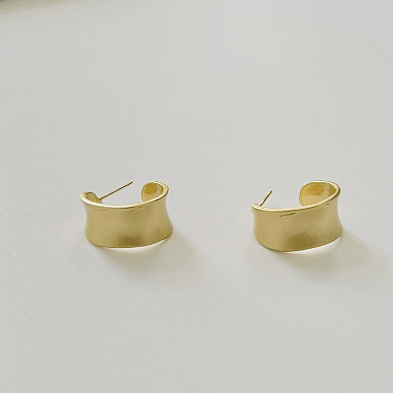 European and American simple and cold style, exquisite matte and frosted C-shaped wide surface, high-end, elegant and individual, irregular stud earrings pic 8