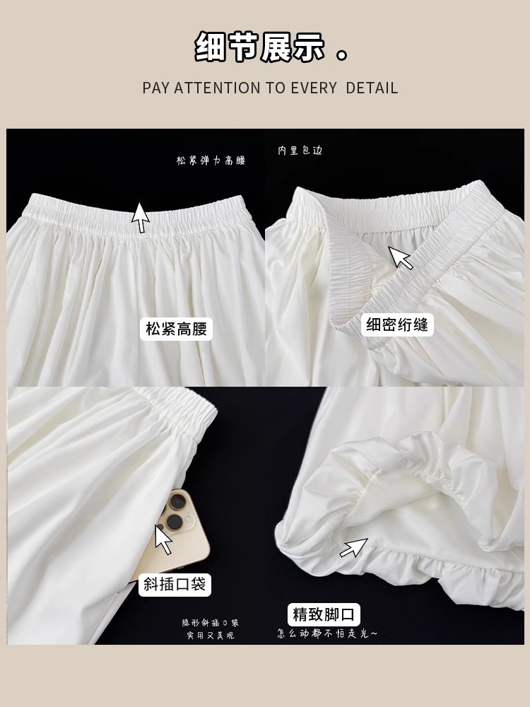 Douyin quality white flower bud short skirt for women 2025 summer new A-line skirt, elegant and versatile, puffy skirt pants pic 3