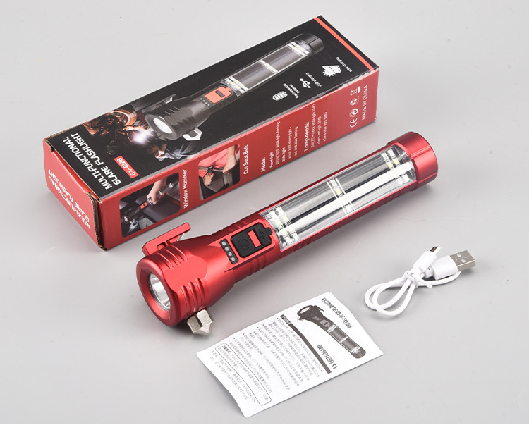 Cross-border new outdoor multi-functional cob camping lamp, auto repair work light, strong light safety hammer, magnetic flashlight pic 20