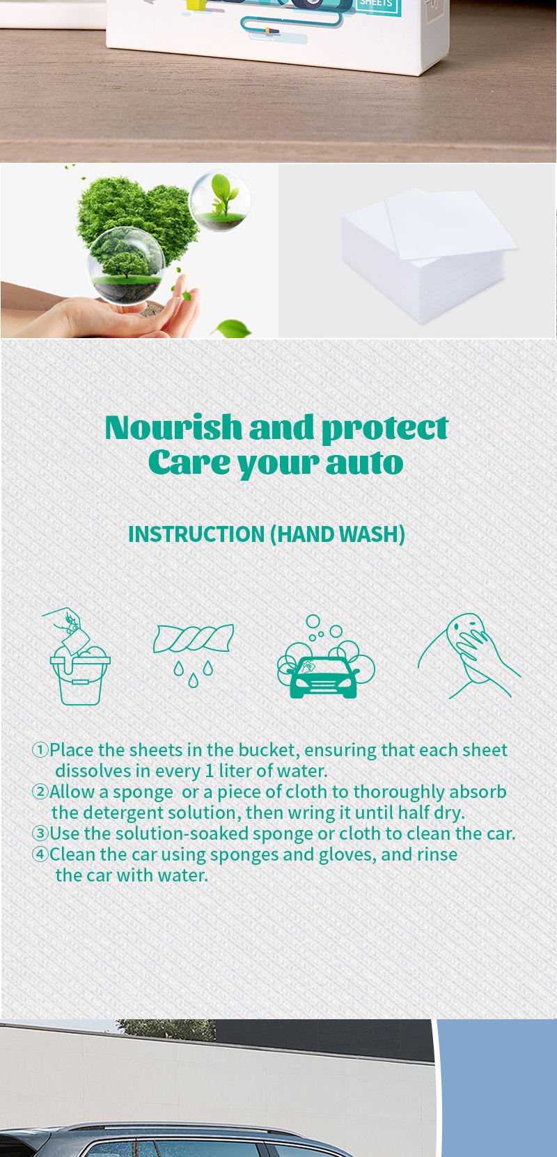 Factory direct supply of car concentrated cleaning car wash tablets, interior agent solid cleaning agent, English packaging pic 2