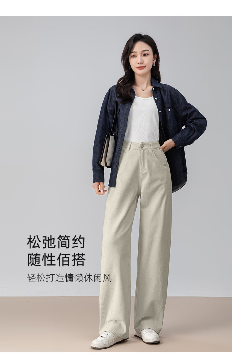 鑫阁高腰窄版阔腿牛仔裤女秋季新款显瘦直筒宽松垂感休闲拖地裤子详情16