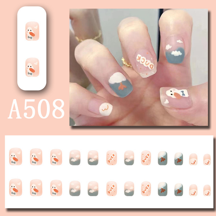 Wearable nail art pieces, artificial nail products, detachable, simple lemon ice transparent, popular online style Douyin nail art hair replacement pic 47