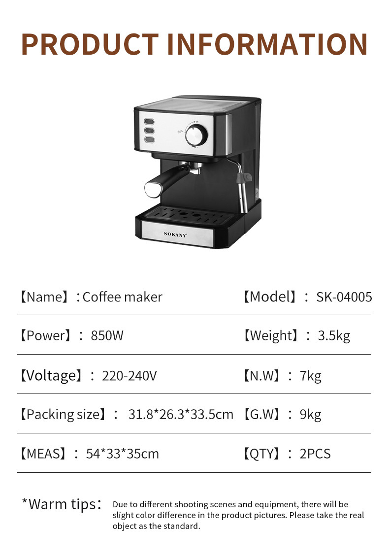 110V cross-border consignment Italian household coffee extraction machine, office steam milk foam semi-automatic integrated machine pic 2
