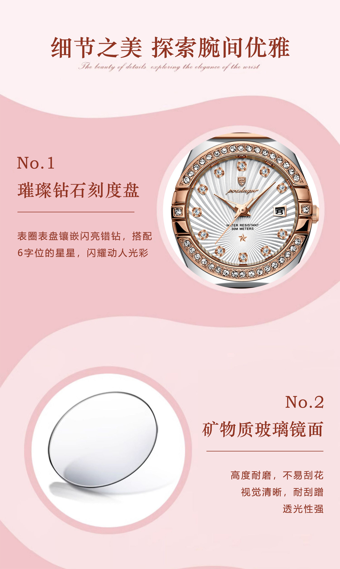 瑞士品牌女士手表防水超薄新款夜光石英表女直播外贸爆款一件代发详情9