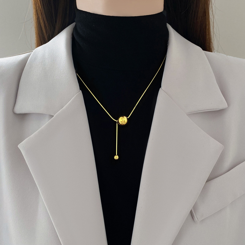 【通体钛钢】流苏圆球花个性极简风炉内真金项链女ins网红锁骨链详情9