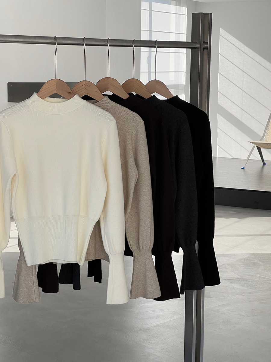 Jiangzuo [Winter Daylight] Korean-style semi-high neck flared sleeve knitted sweater for women to slim their waisted waist in winter 3012 pic 42
