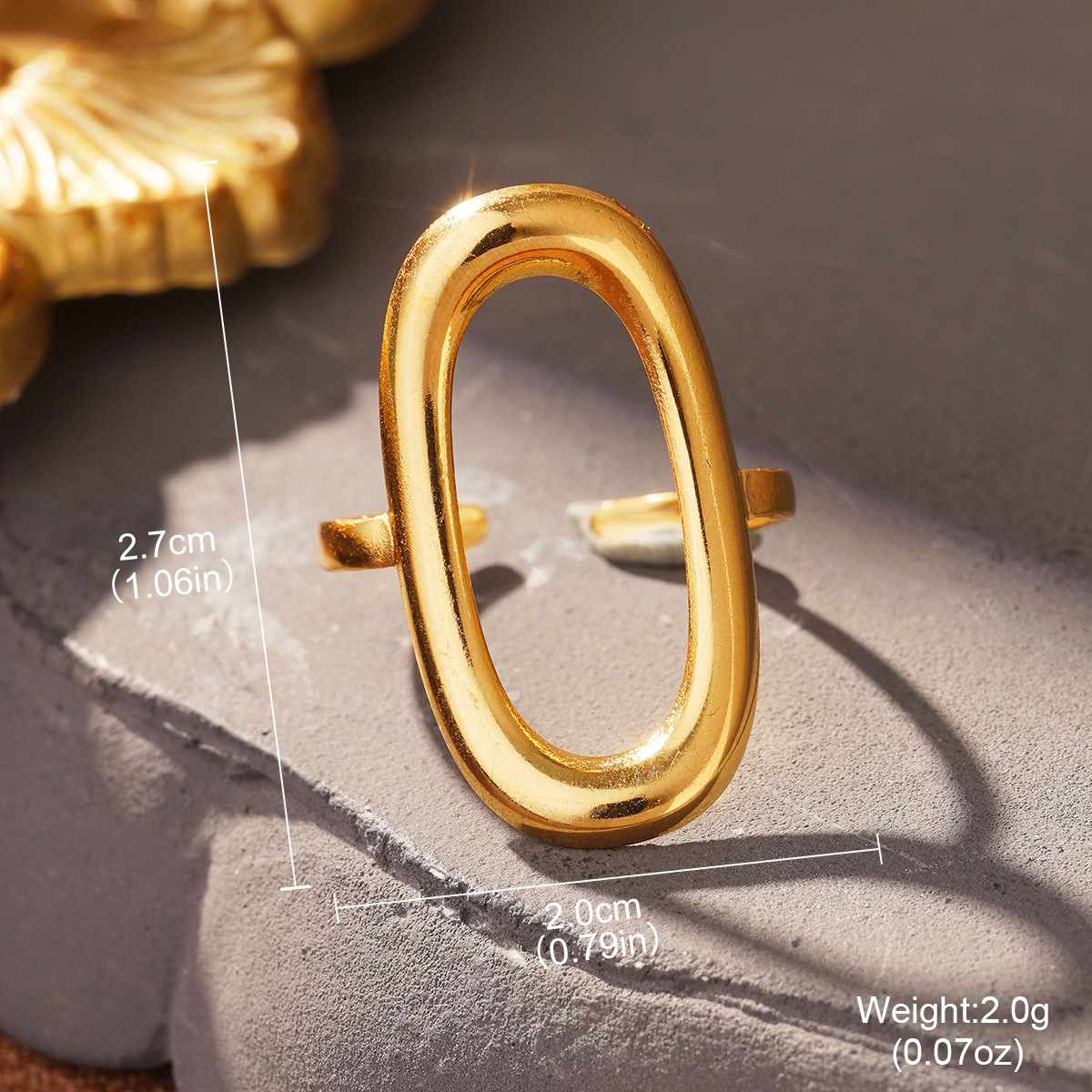 Cross-border European and American fashion golden titanium steel geometric opening adjustable ring, a niche and high-end stainless steel ring pic 21