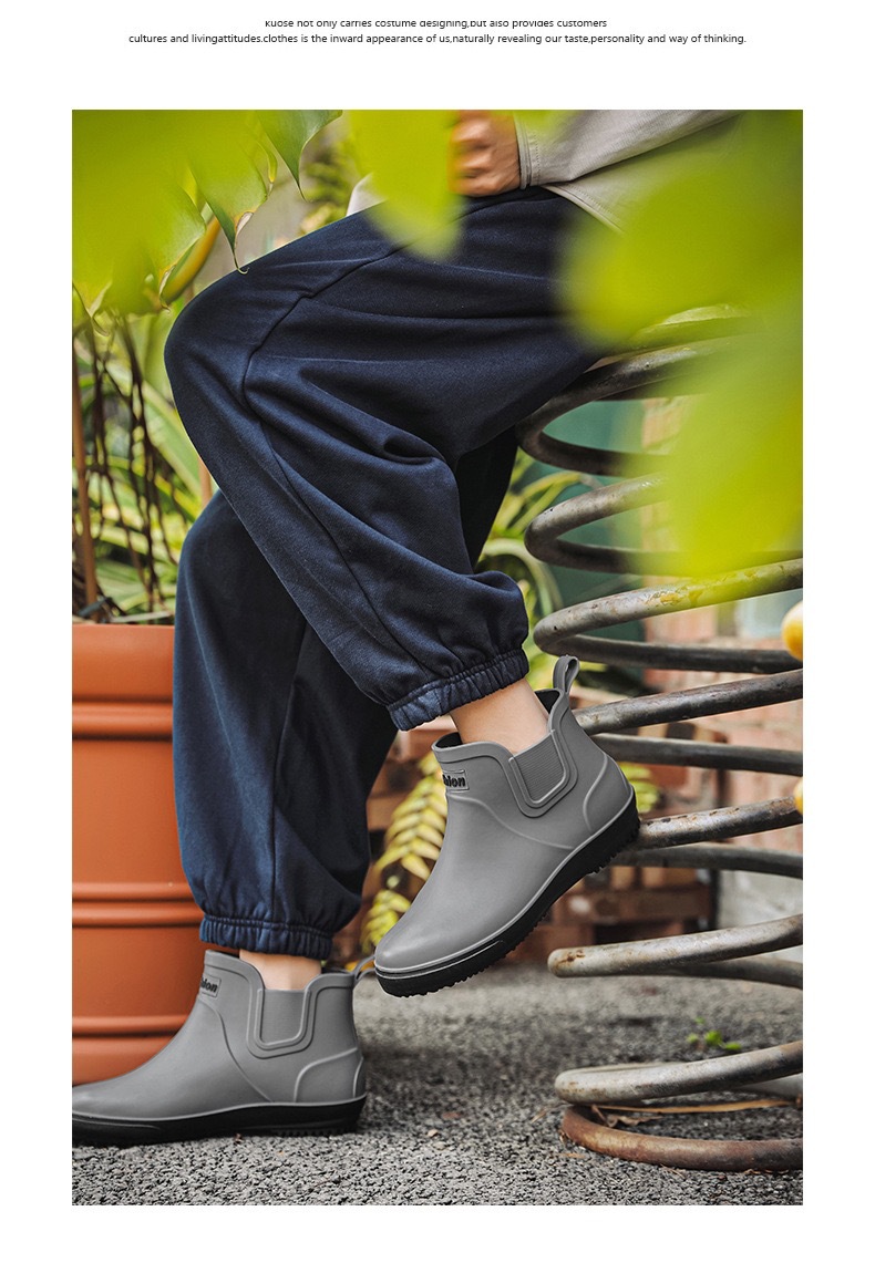 跨境雨鞋男士时尚雨靴防滑低筒新款切尔西成人户外钓鱼防水靴外贸详情14