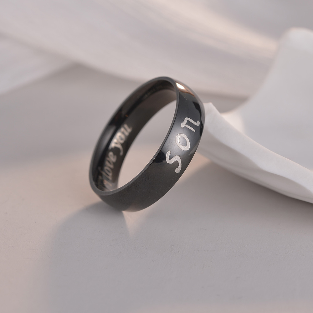 Aliexpress European and American jewelry family rings, DAD MOM rings, I LOVE YOU family rings, 6mm smooth surface pic 7