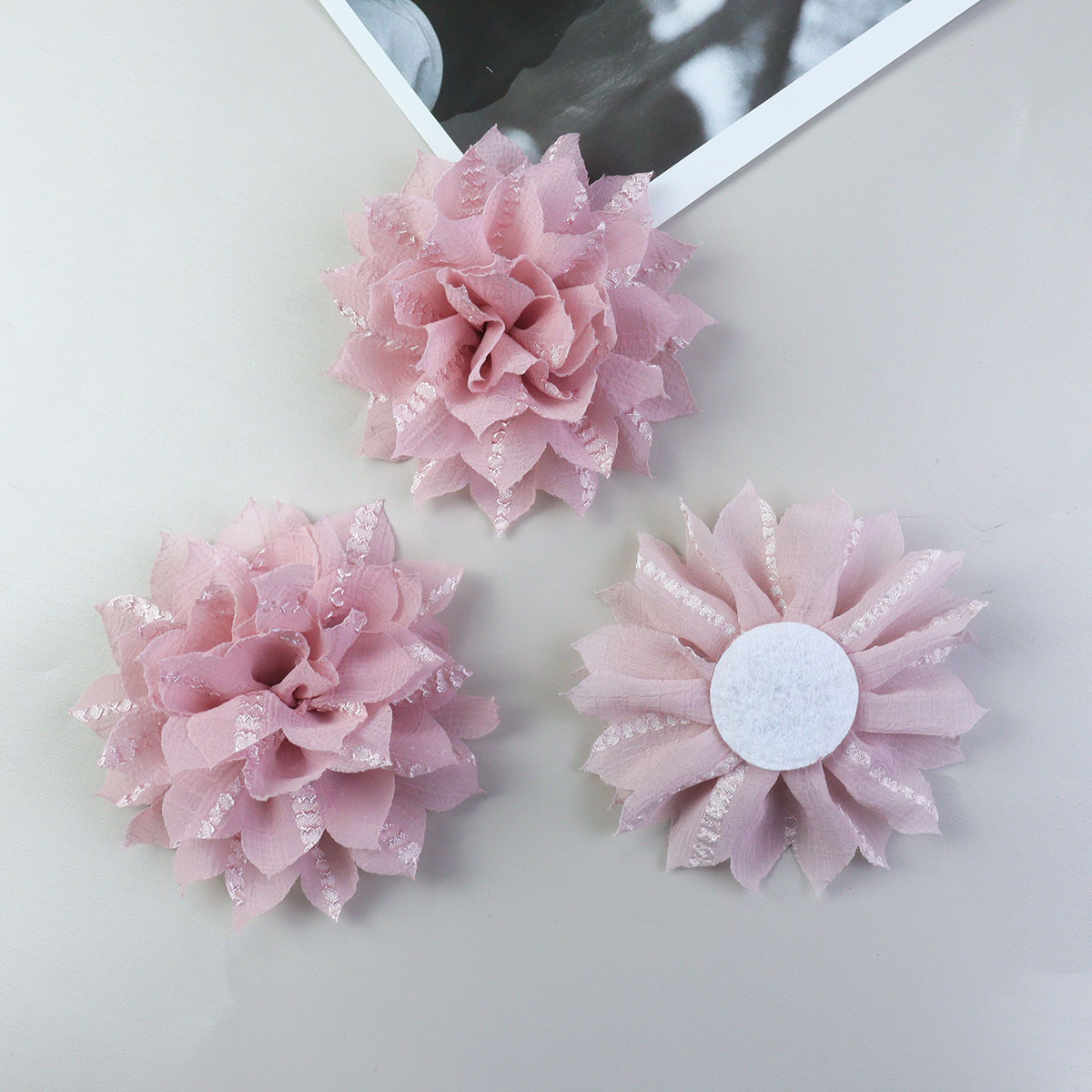 12CM压皱纹理小清新爪子花朵元素服装辅料鞋花配件钥匙扣配饰饰品详情7