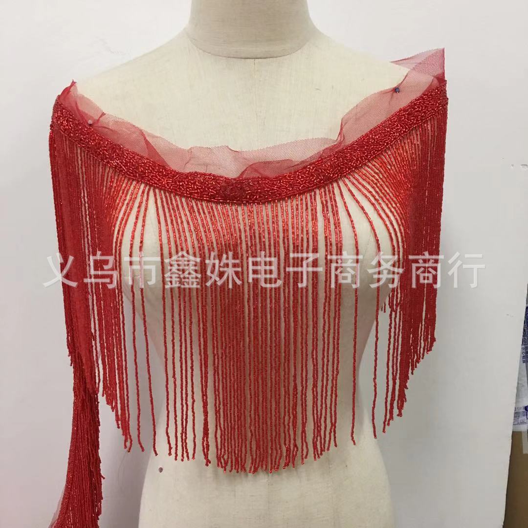 28cm fashionable tube beads, round beads, glass beads, tassels, fringed accessories, suitable for dance costumes pic 6