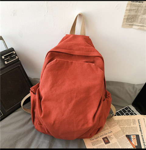 书包女ins风复古森系帆布双肩包日系原宿高中大学生简约百搭背包详情38