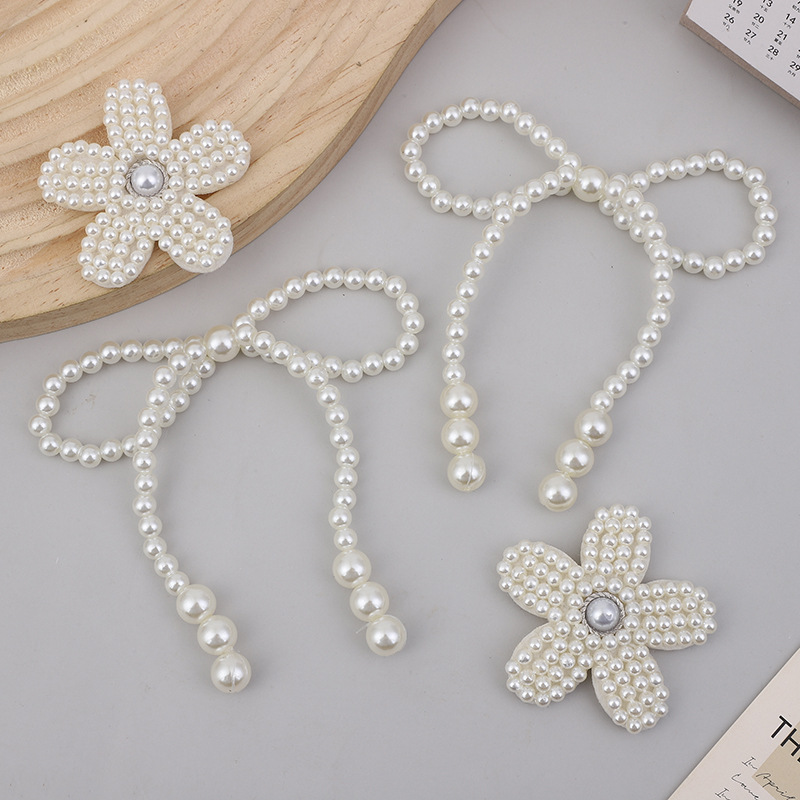 Handcrafted beaded pearl bows, simple three-dimensional flower fabric stickers, accessories, hair ornaments, earrings, accessories, and clothing decorations pic 5