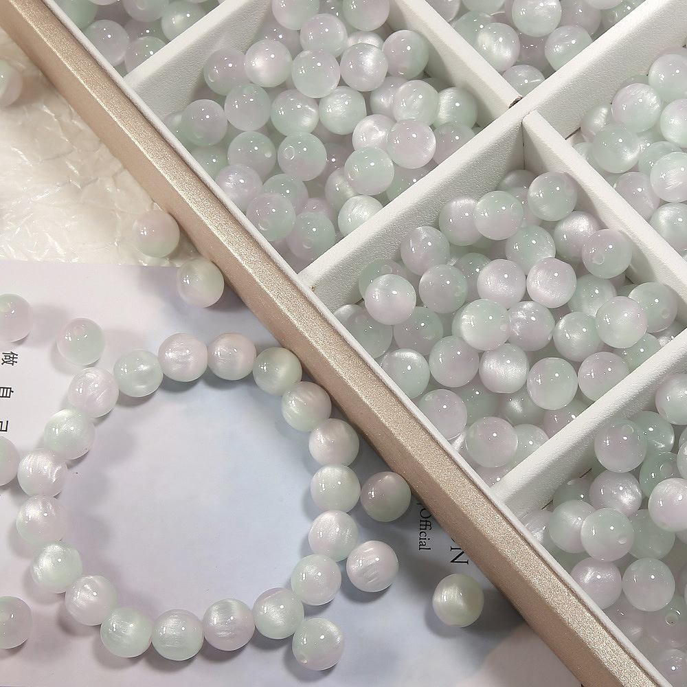 夏至双色仿猫眼石树脂圆珠散珠手工diy手链手串串珠珠子饰品配件详情5