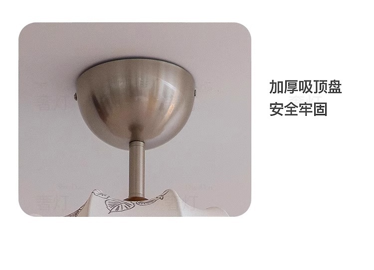 法式复古风卧室吊灯布艺花纹中古餐厅南洋实木侘寂风温馨房间主灯详情18