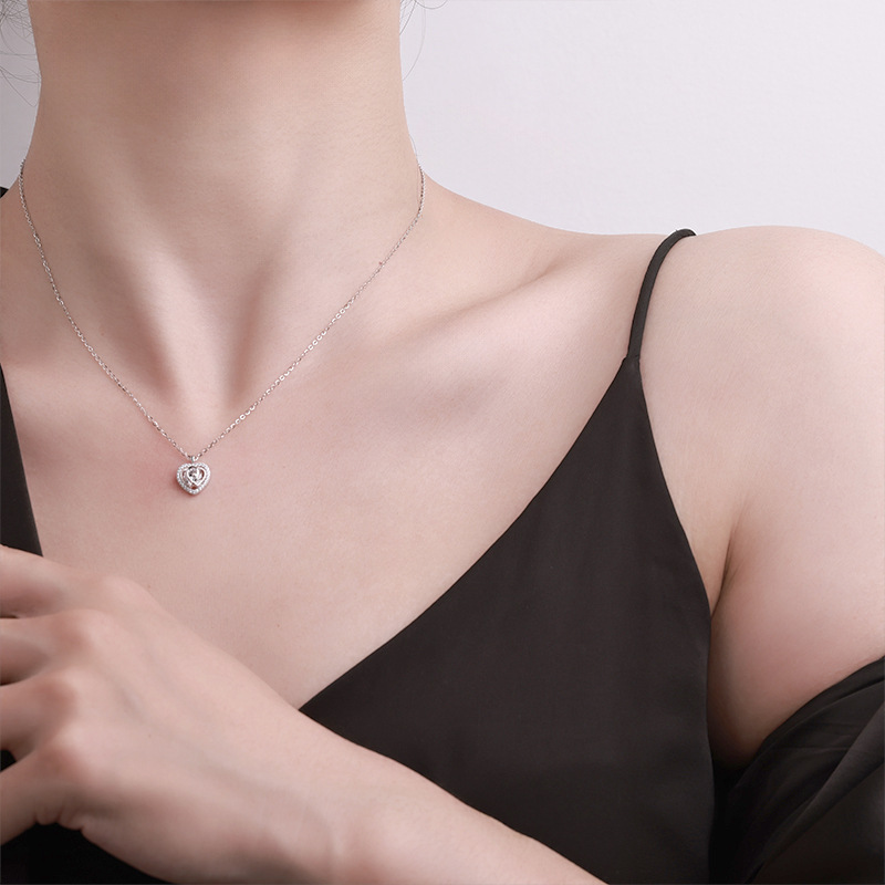 S925 All-silver Swan Kiss Heart Necklace for Women, 26 new style gourd pendant love bouquet necklace pic 39