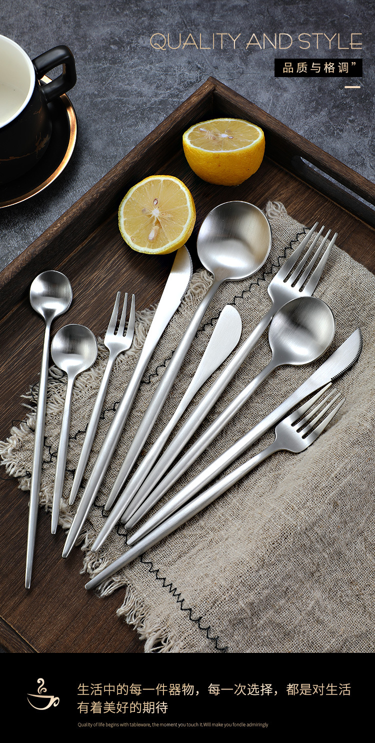 Island Qi 304 Stainless Steel Knife, fork and Spoon Restaurant Hotel Western Cuisine steak knife and fork Creative Portuguese knife, fork and spoon ins style pic 6