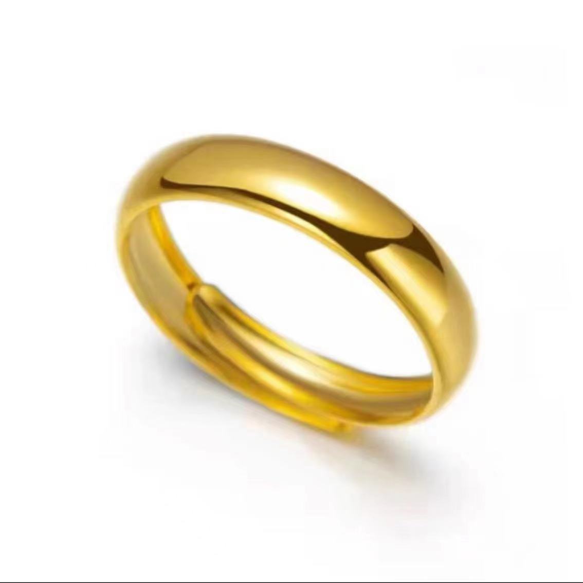 拼多多地摊镀银戒指光面开口配饰镀金戒指男女同款情侣戒指对戒详情2