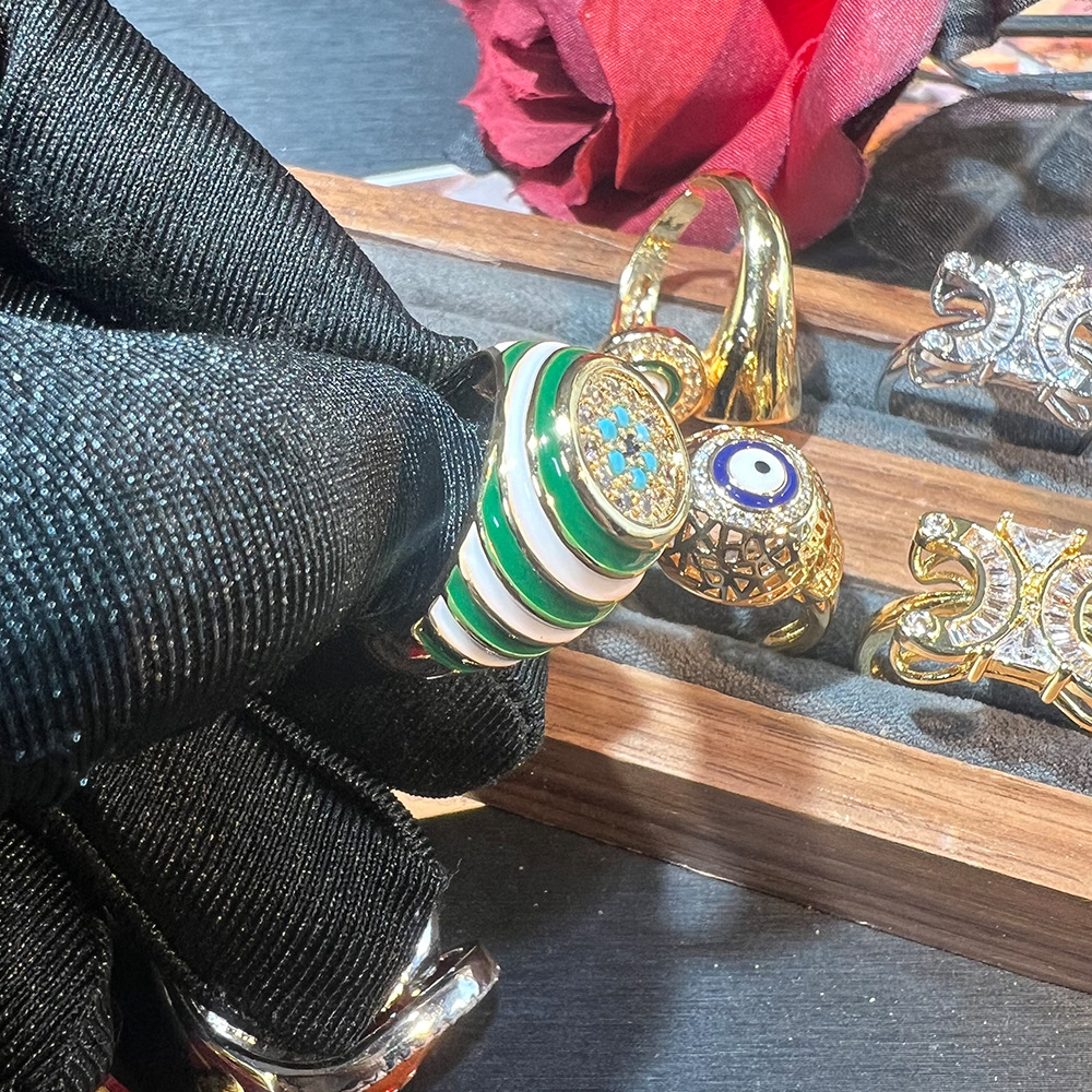 凯旋门滴油恶魔之眼欧美跨境开口戒指复古时尚个性小众甜酷风戒指详情8