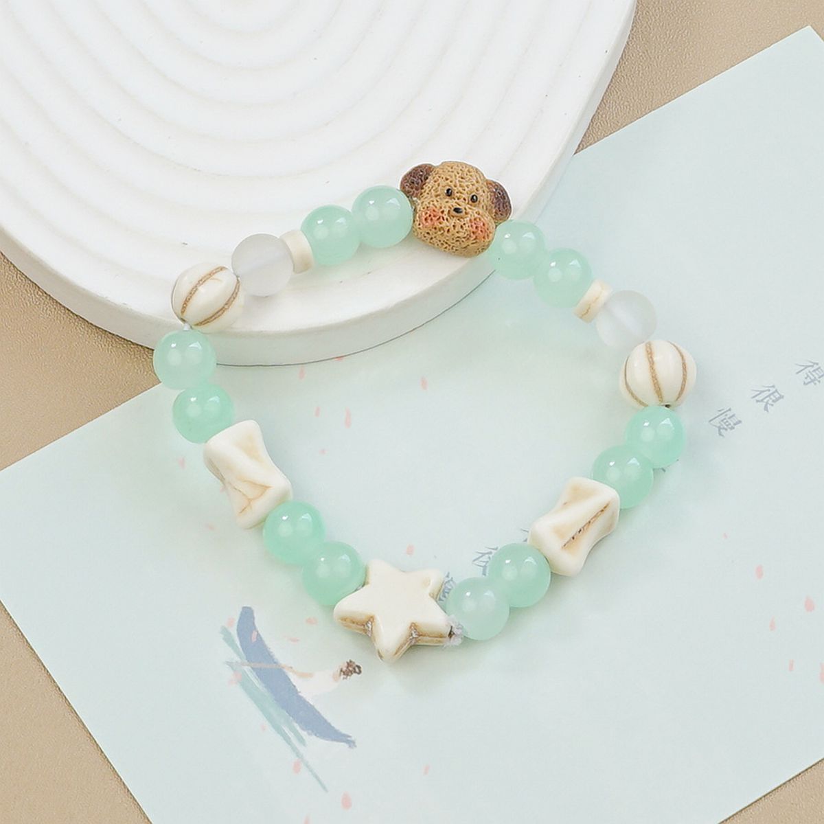 Jingdezhen ceramic bracelets, cartoon with texture, Teddy dog handcrafted ornaments, bracelets, student gifts, and street vending accessories pic 11