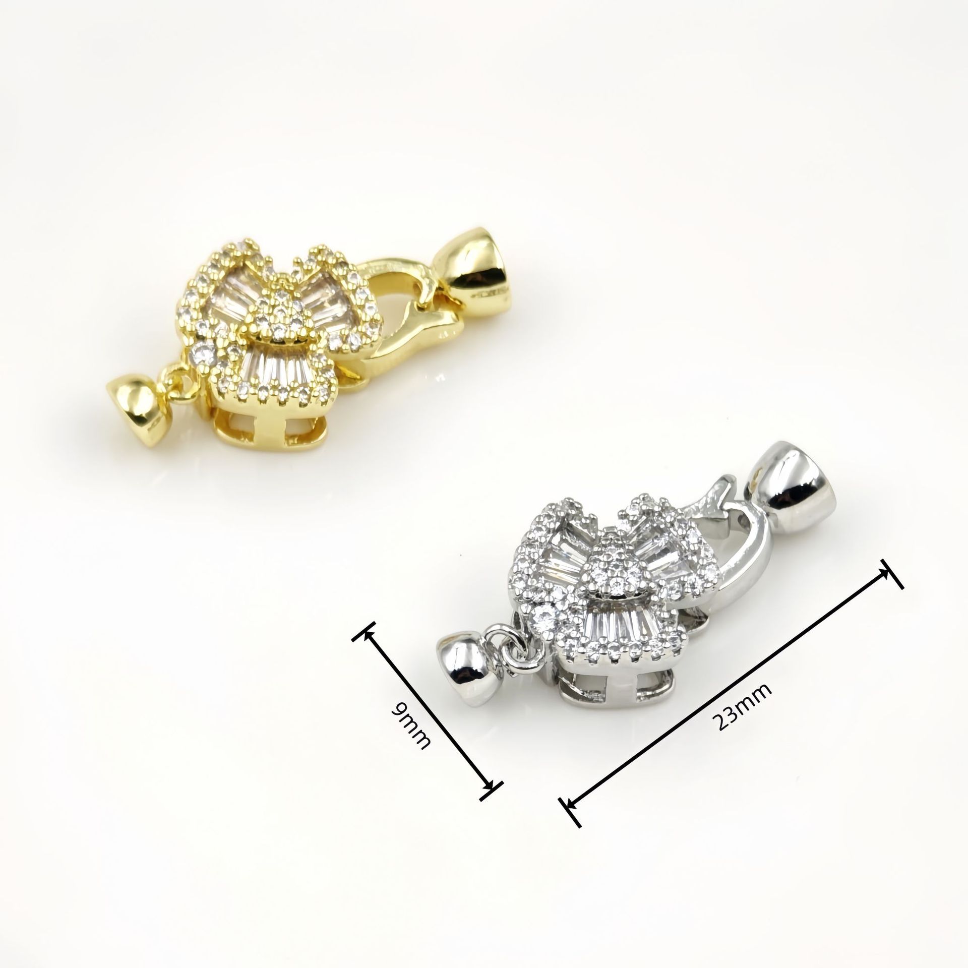 Micro-inlaid T-shaped zircon 18K gold-plated color retention double-ring pearl buckle bracelet, sweater necklace, camellia diy accessory matching pic 11