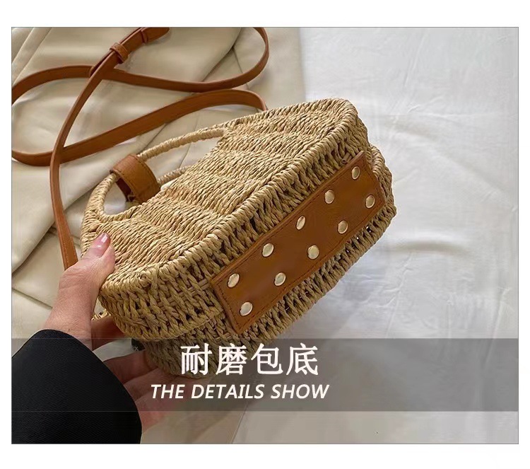 一件代发韩版斜挎草编包时尚单肩草包编织包度假风沙滩包手提女包详情3