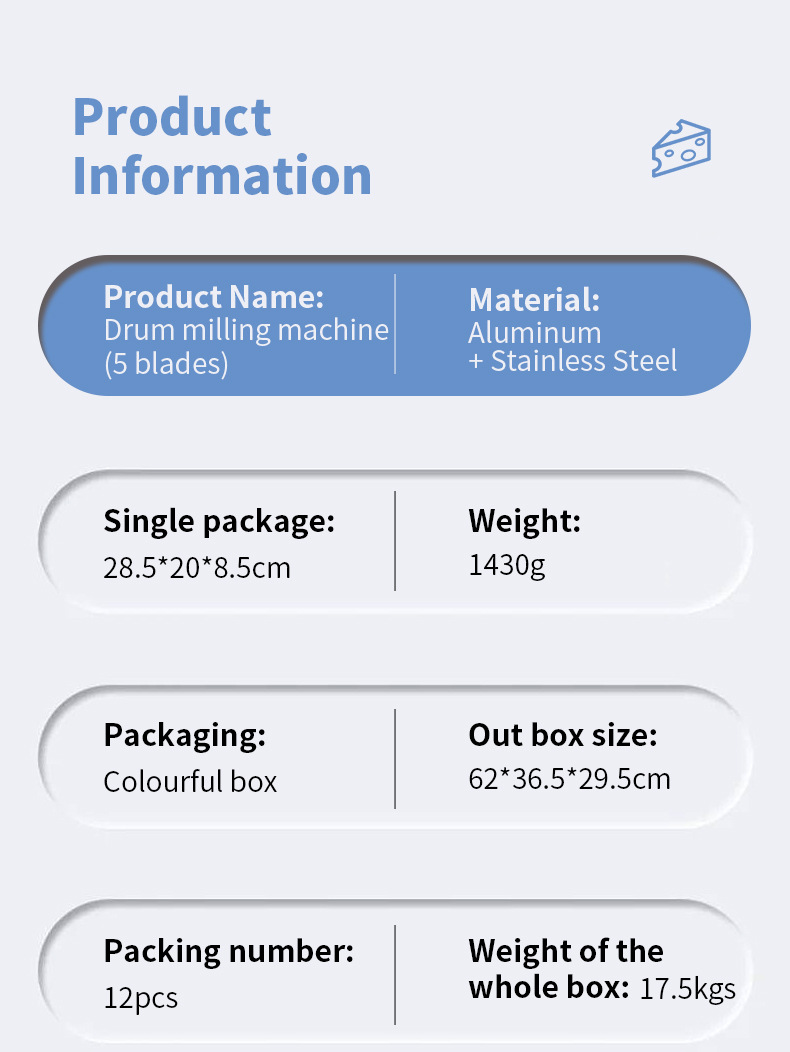 Cross-border Amazon hand-cranked peanut grinder, cheese shred, nut grinder, multi-functional drum grinder pic 12