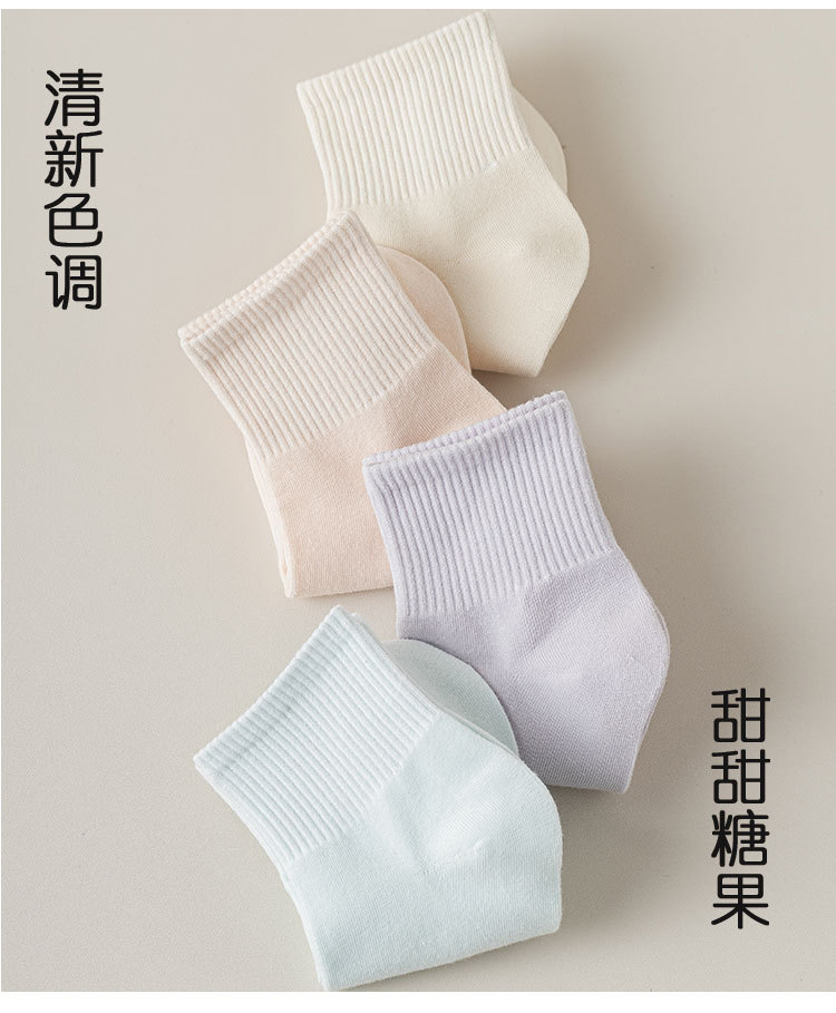 纯棉袜子女士中筒袜春秋季纯色短袜夏季薄款防臭吸汗诸暨袜子批发详情5